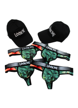 Pack 4 Strings Homme LM2402-57ARO LOOKME + 2 Casquettes Offertes